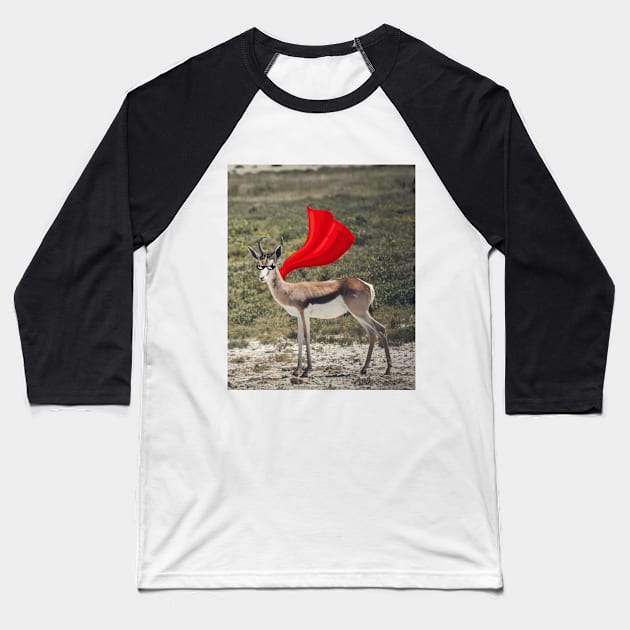 Funny Super-Springbok Baseball T-Shirt by mieeewoArt